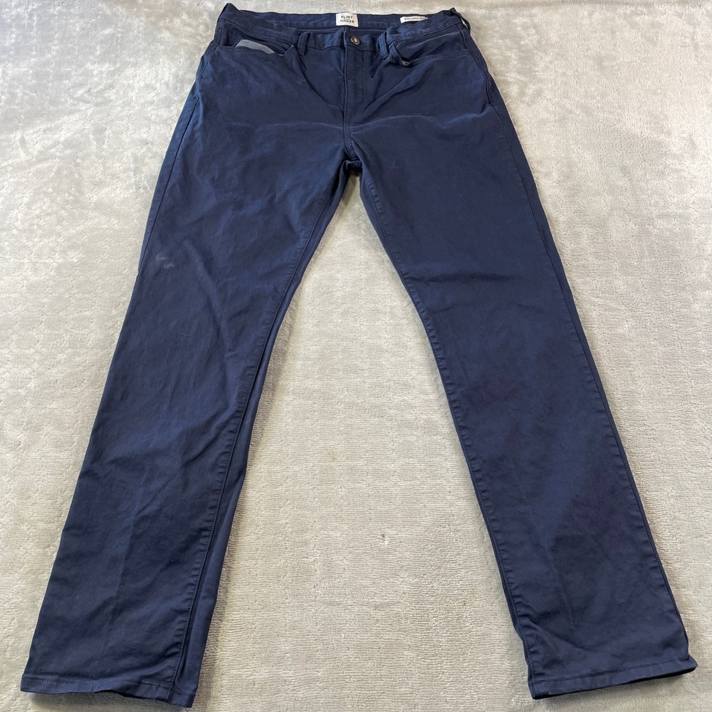 Flint and Tinder Pants Mens 34x32 Blue Straight Fit Cotton Stretch Preppy Casual
